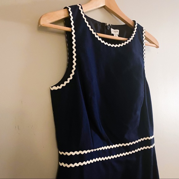 NWT JCREW Navy White Pencil Dress Dress | Size 2 - Picture 6 of 9